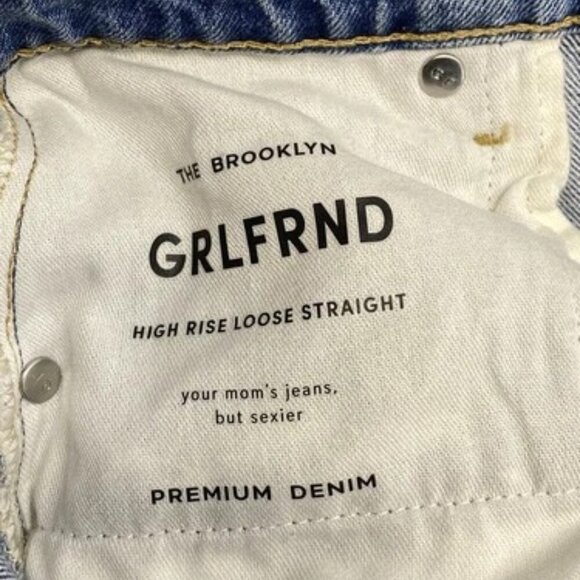 NEW GRLFRND Womens Jeans Blue Size 25 The Brooklyn High Rise Straight Distressed - Picture 3 of 11